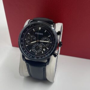 All Black Leather Fossil watch(comes  in Can & Bag)
