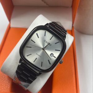 Black Strapped Silver Face Casio Watch