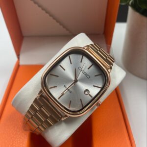 Bronze Strapped Silver Face Casio Watch