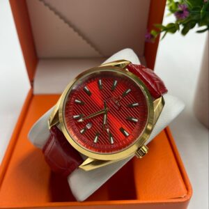 Omega  Brown Strapped Red Face